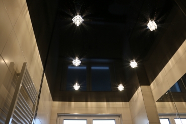 Spanndecke schwarze, glitzernde Sterne Decke